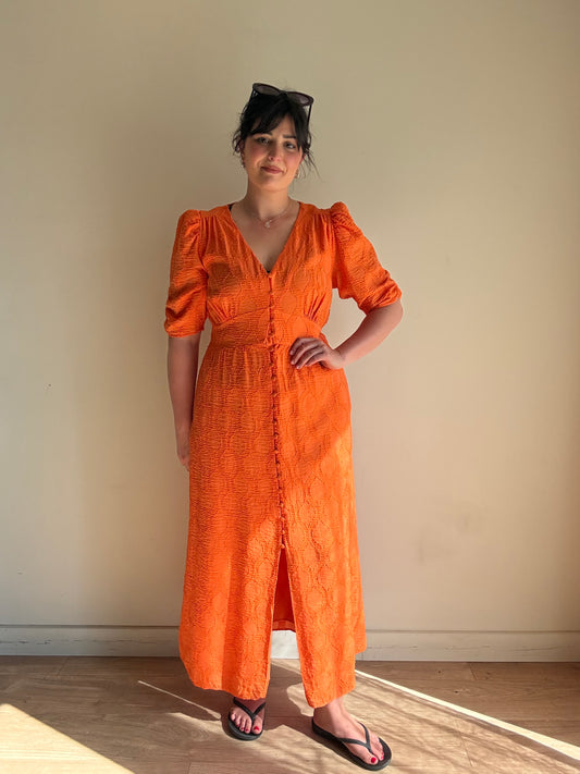 Oliver Bonas Textured Button Front Midi Dress, 12