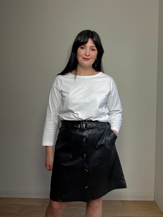 Black M&S NEW Faux Leather Skirt, 16