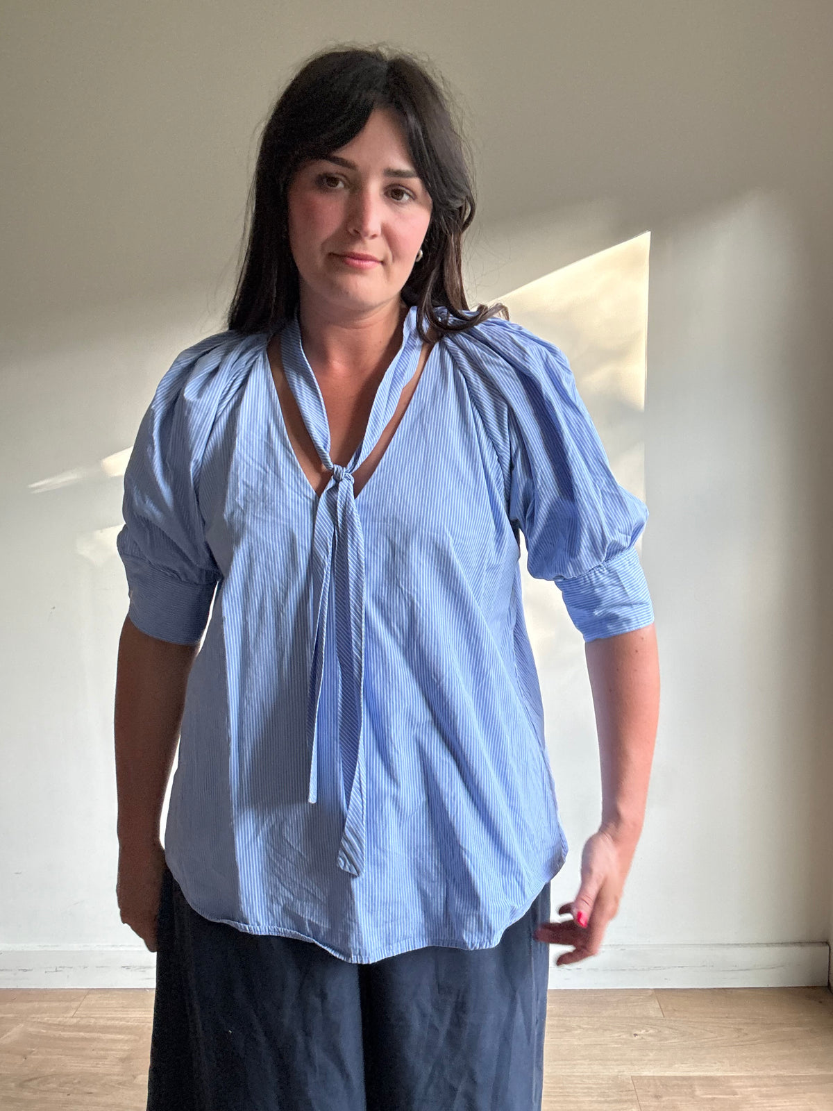 Maggie Marilyn Pinstripe Cotton Blouse, 12