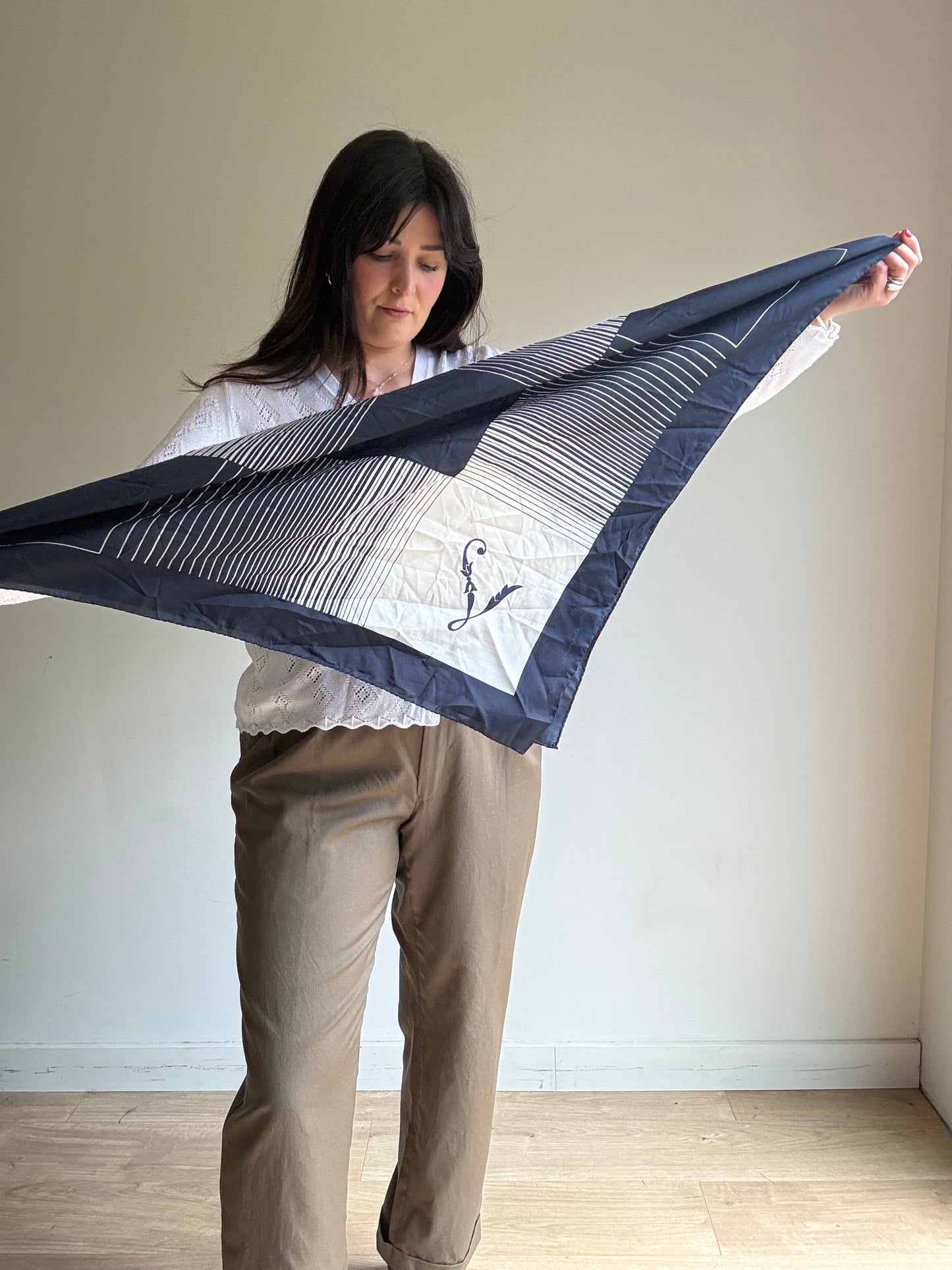 Vintage Leonardi 1970's Handkerchief Scarf, 30 x 30