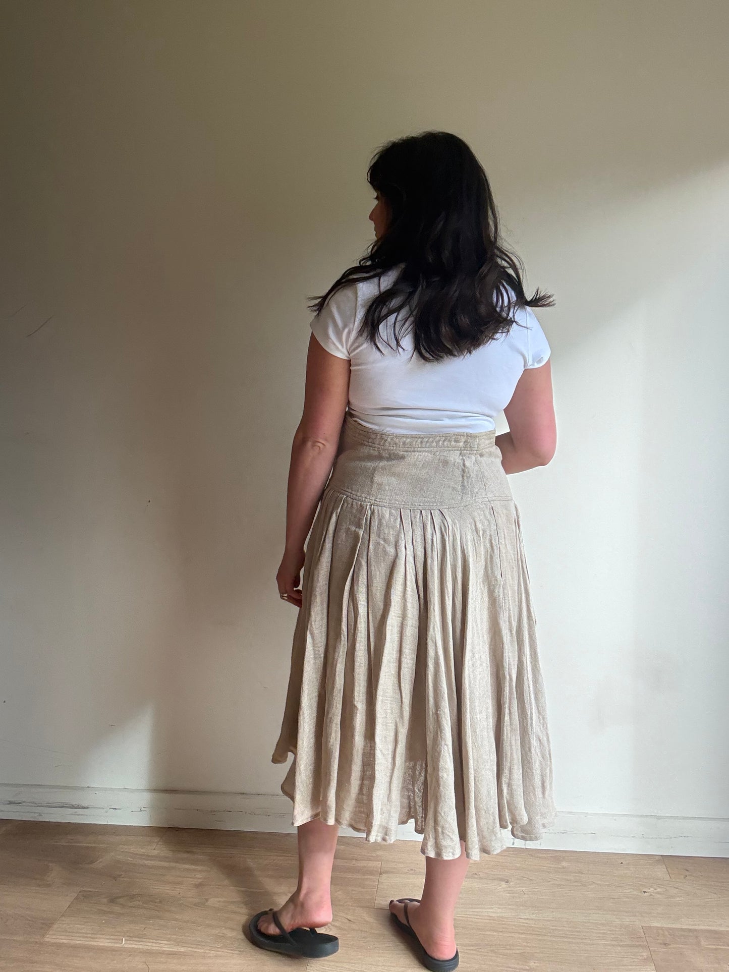 Vintage Umberto Ginocchietti Italian Linen Pleated Skirt, 8