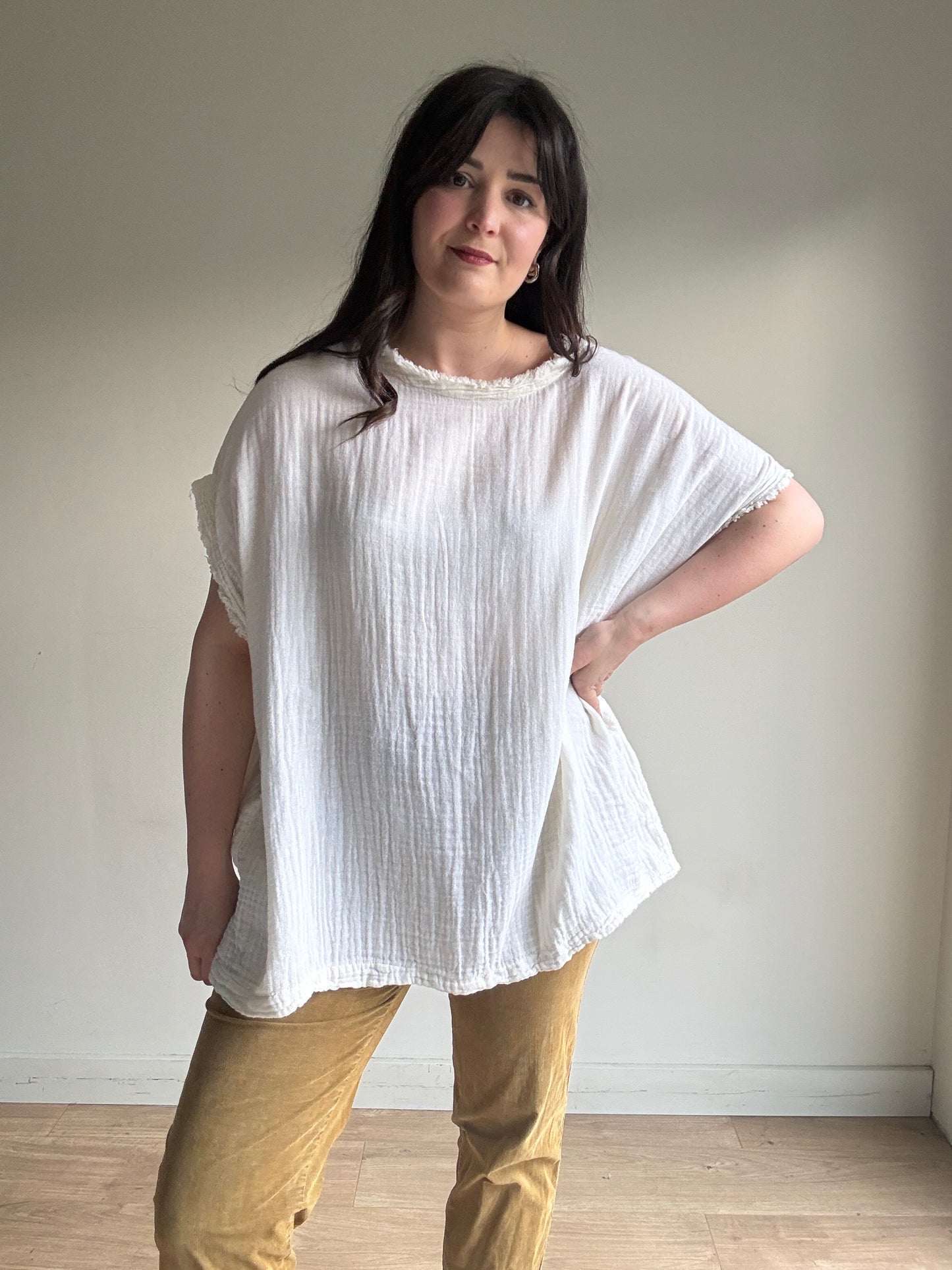 Black Crane Gauze Box Top, One Size