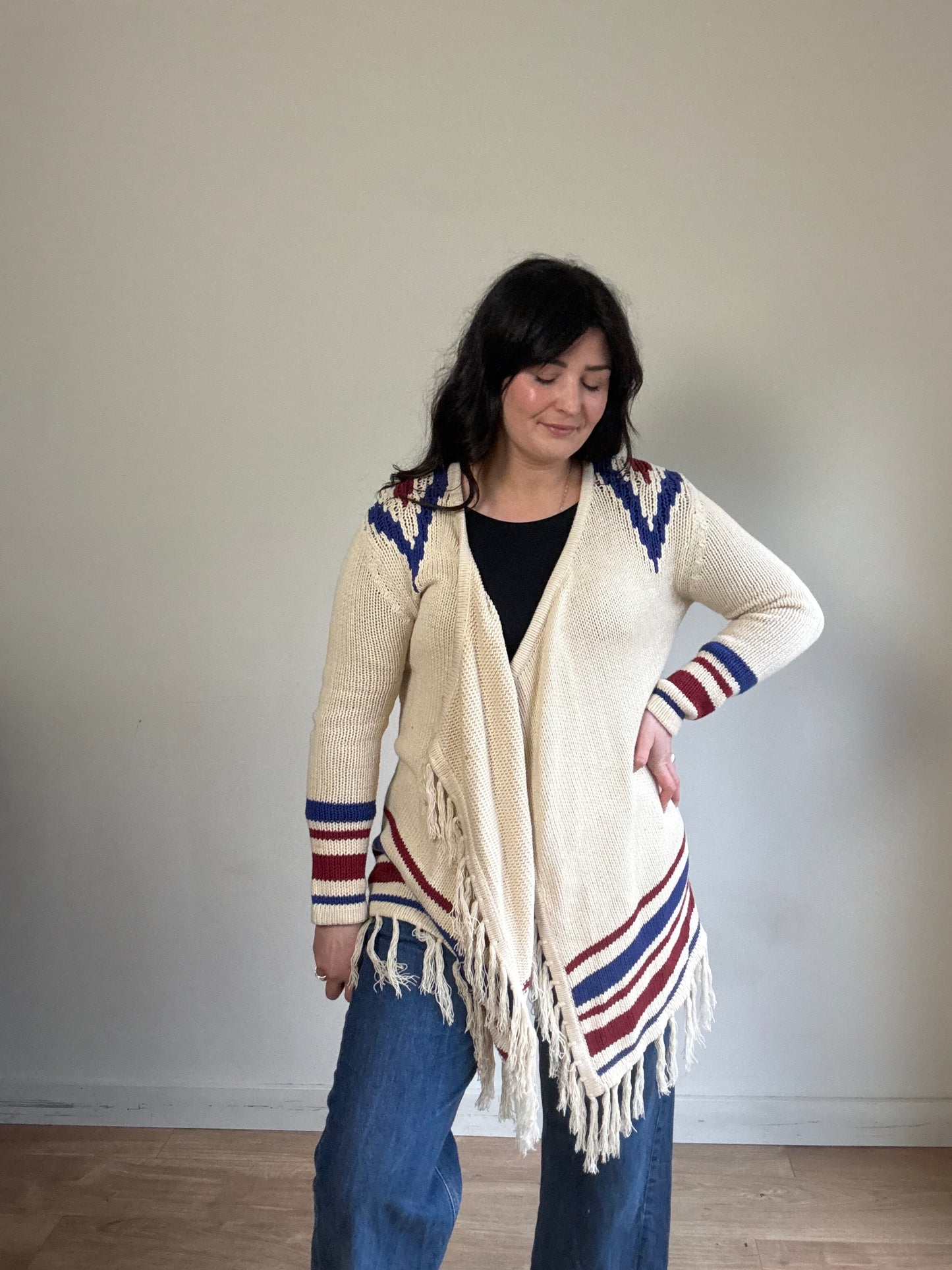 Topshop Cotton Mix Fringe Cardigan, S