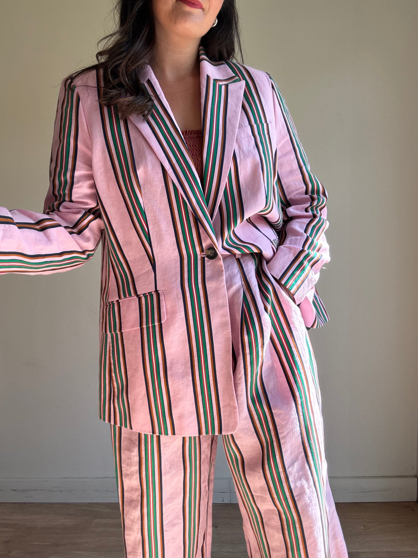 Boden NEW Stripe Linen Suit, 18R
