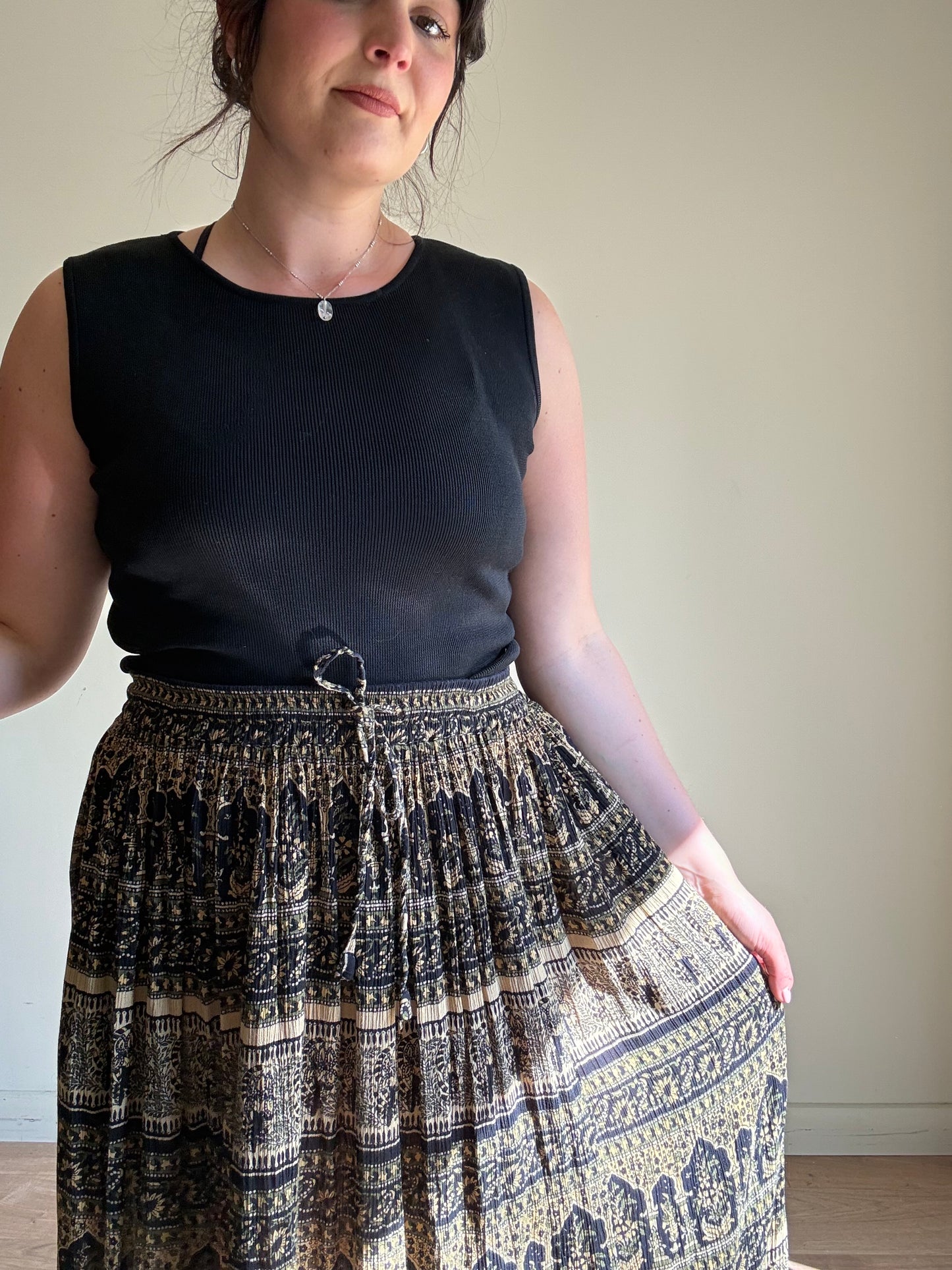 Vintage Orvis Indian Printed Maxi Skirt, L