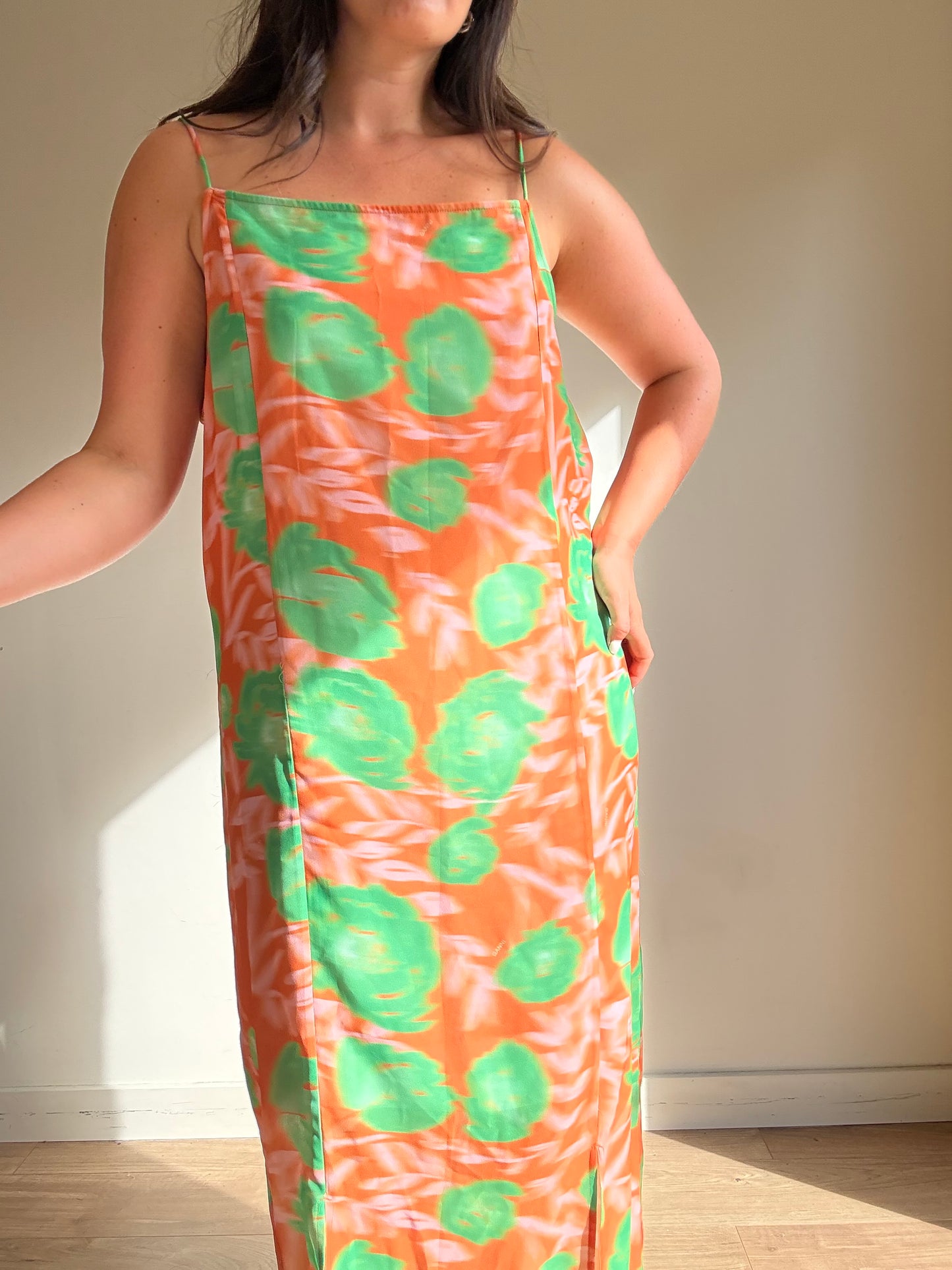 Ganni Crepe Printed Midi Dress, 44