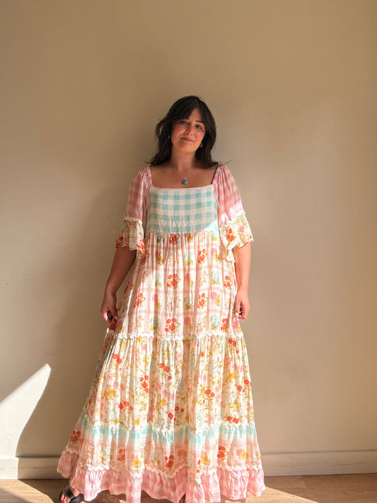 SPELL Floral and Gingham Floaty Dress, XXL