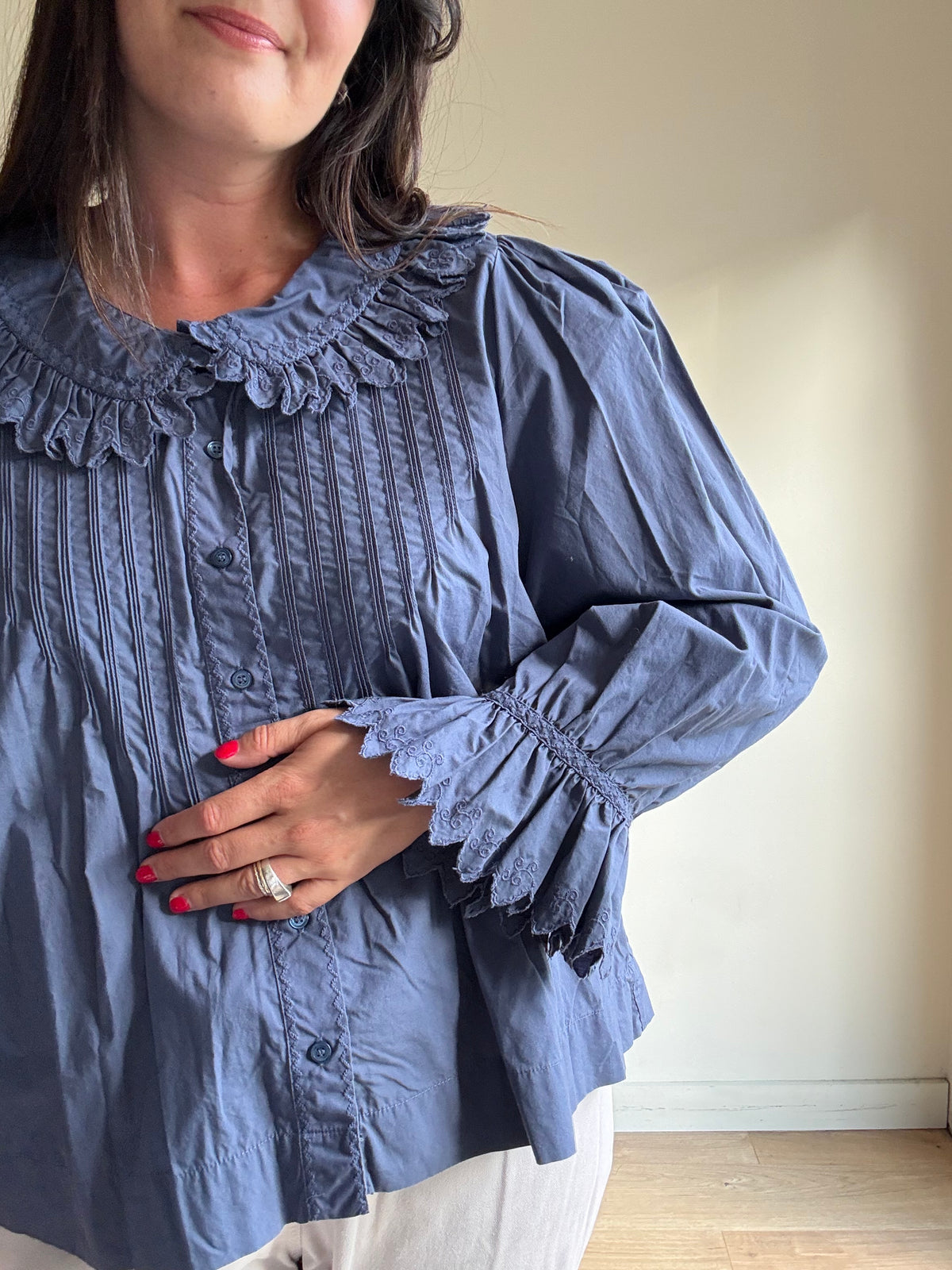 Doen Detailed Collared Blouse, L-XL