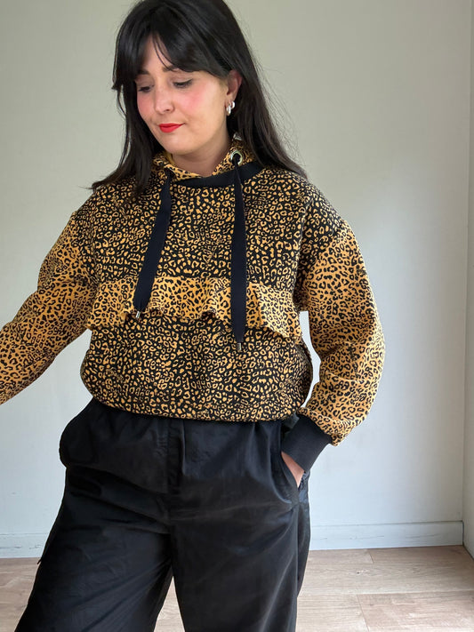 Bimba Y Lola Leopard Print Hooded Jumper, M