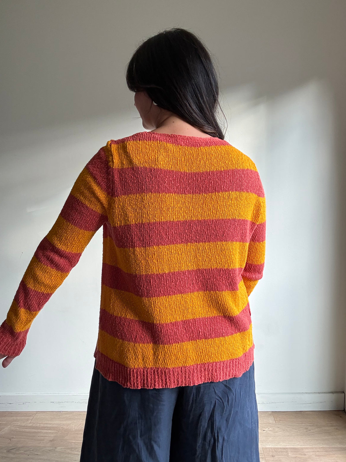 American Vintage Cotton & Linen Stripe Cardigan, S