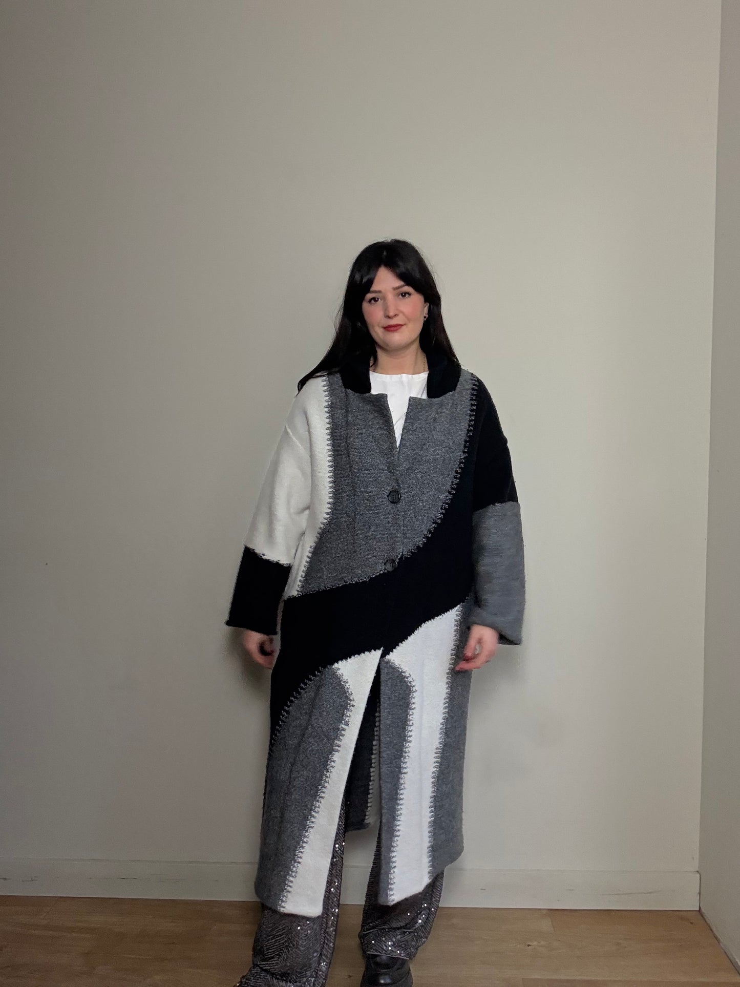 Zara Patchwork Long Cardigan, Fits a S-M