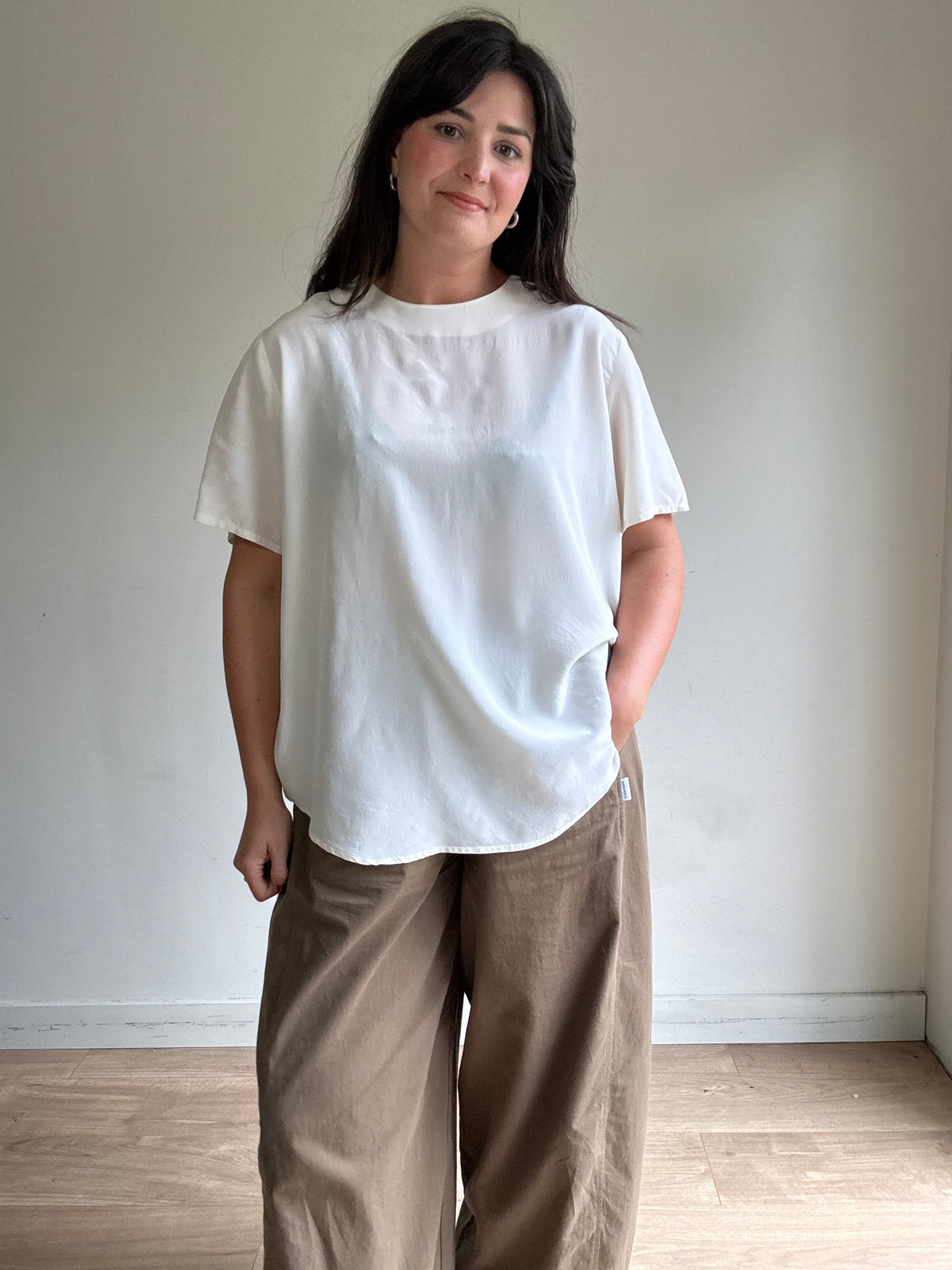 Silk Boxy Simple Top, XL