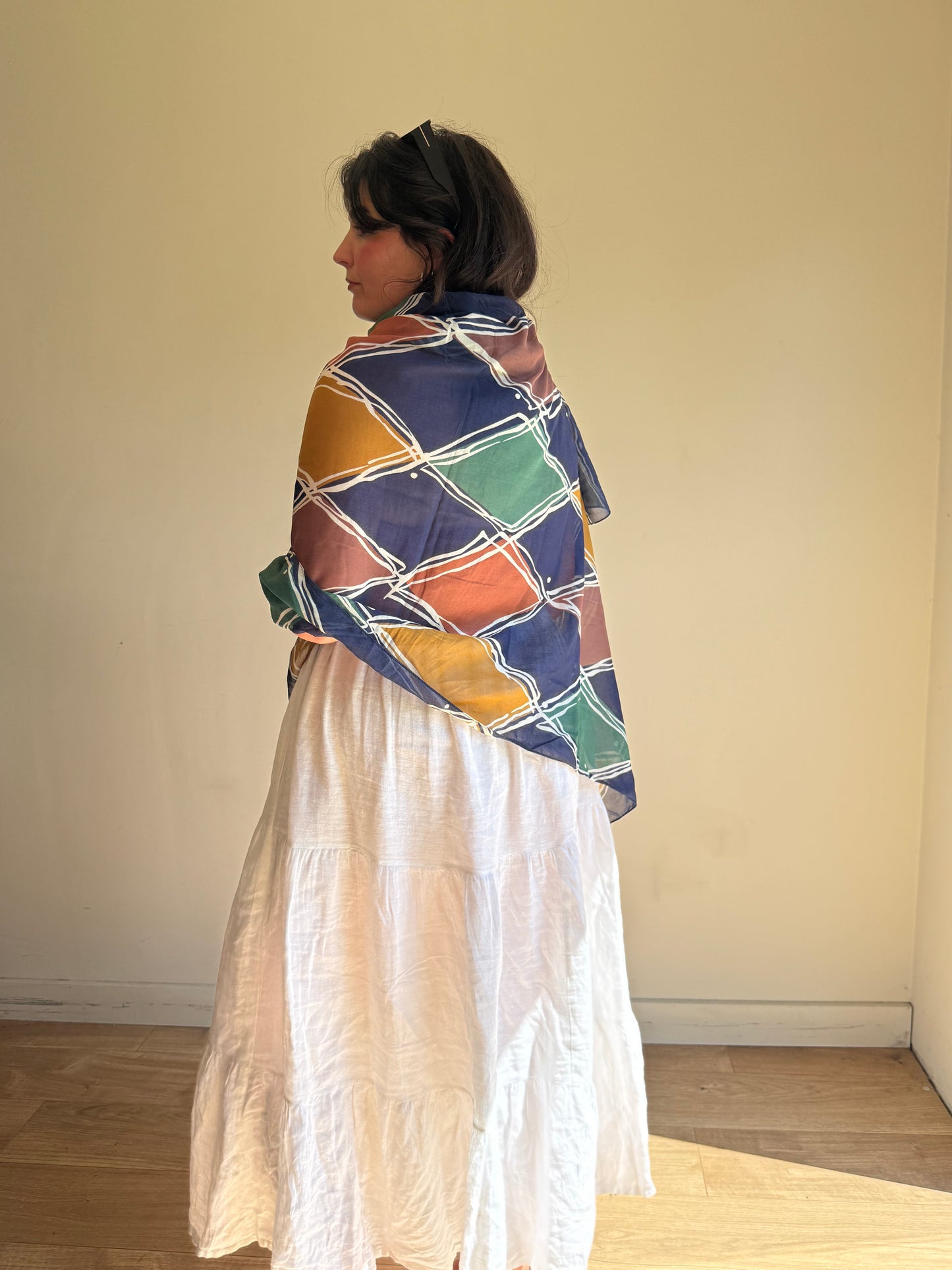 Vintage Liberty Printed Cotton Scarf / Cover-up, One Size