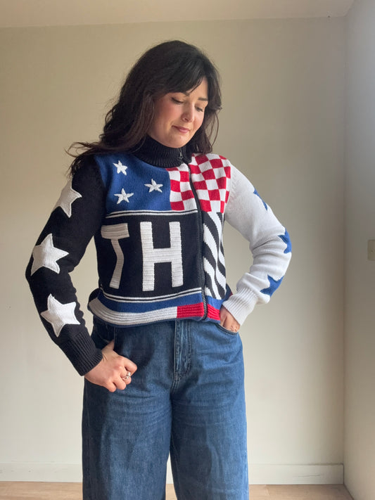 Tommy Hilfiger Star and Stripes Zip Up Knit, S-M