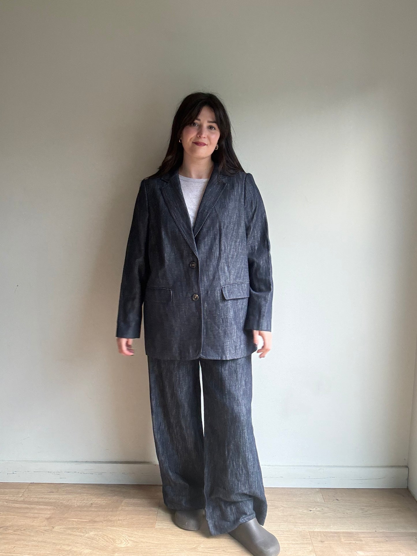 M&S Suit Chambray Denim Effect Suit, 18