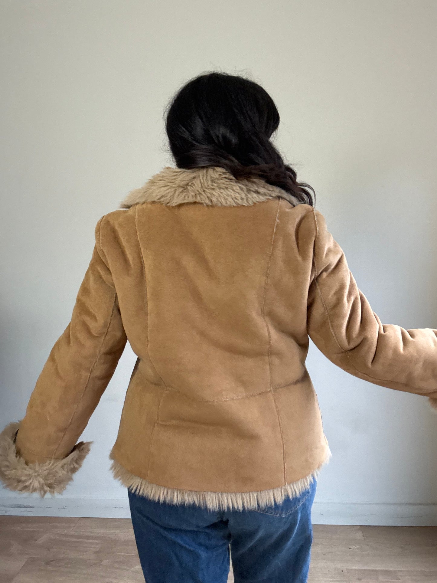 Vintage M&S Faux Fur & Suede Jacket, L