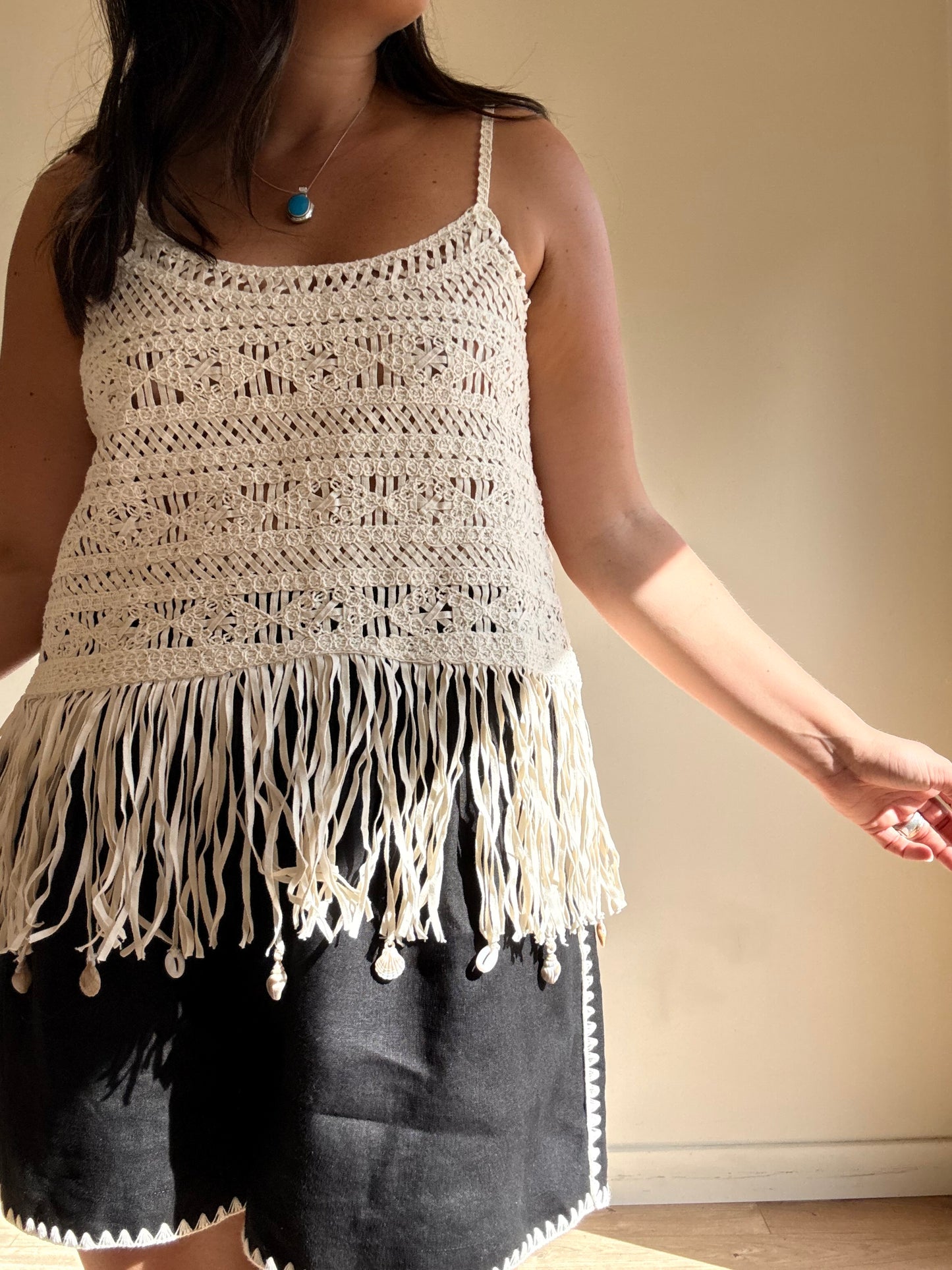 M&S Crochet and Fringe Top, 18