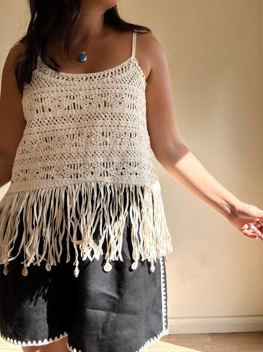 M&S Crochet and Fringe Top, 18