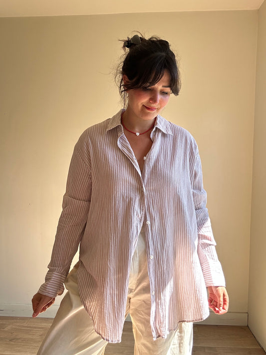 H&M Crinkle Stripe Shirt, M
