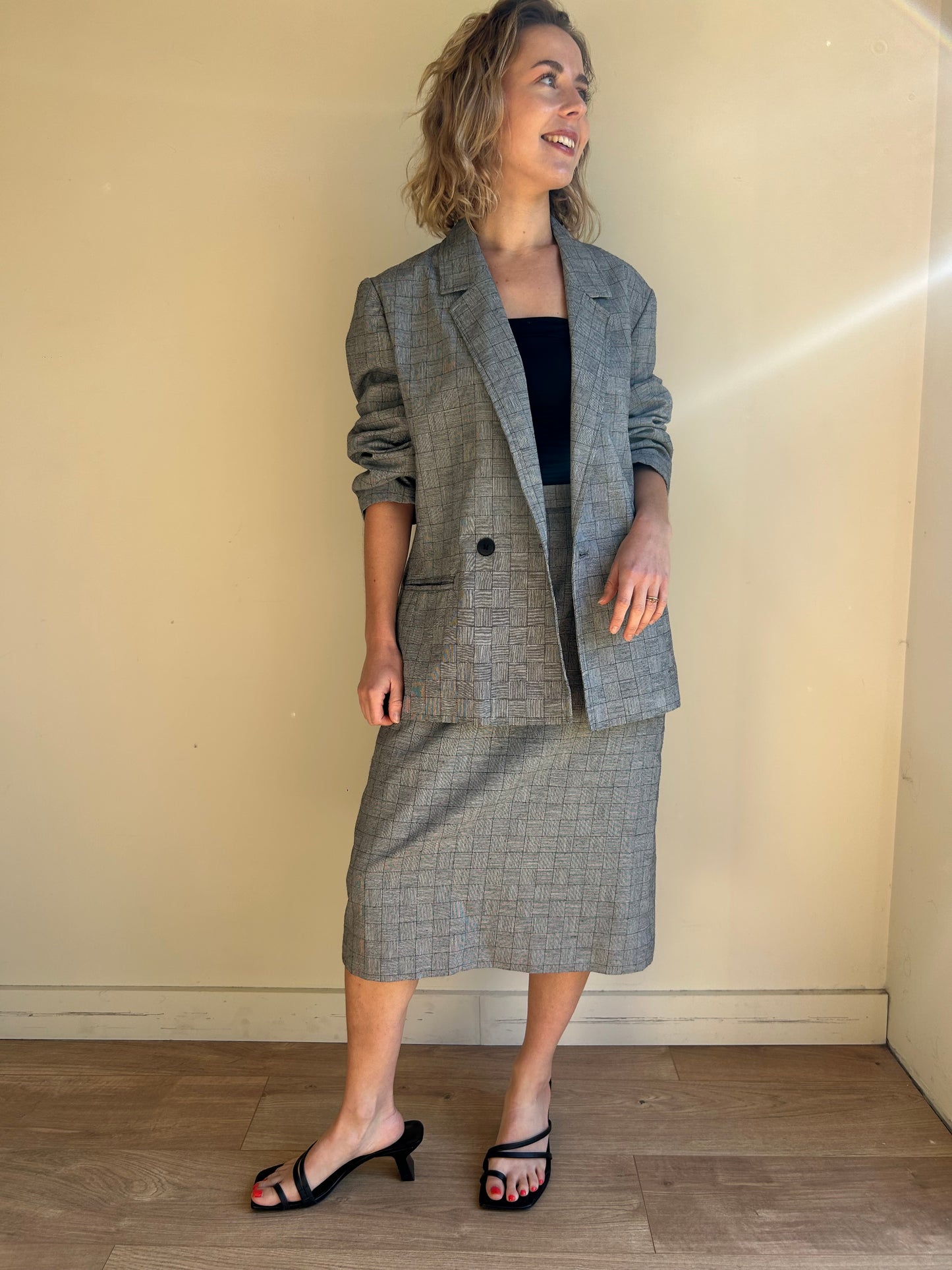 80’s Kays Vintage Check Skirt Suit, 8-10