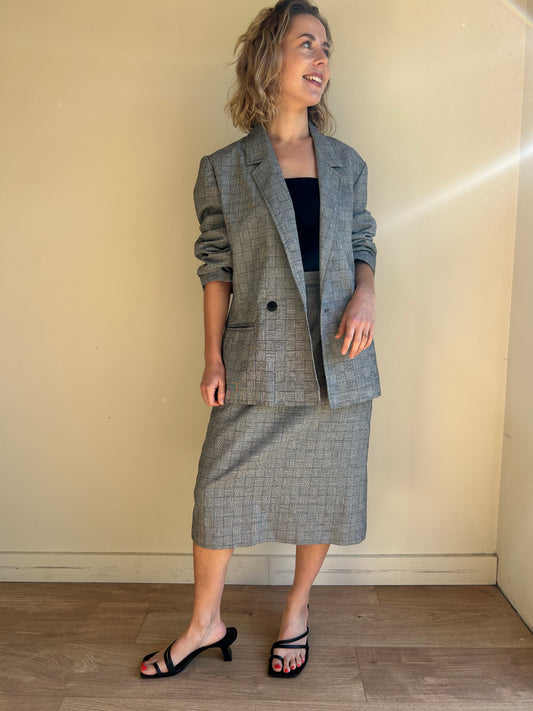 80’s Kays Vintage Check Skirt Suit, 8-10