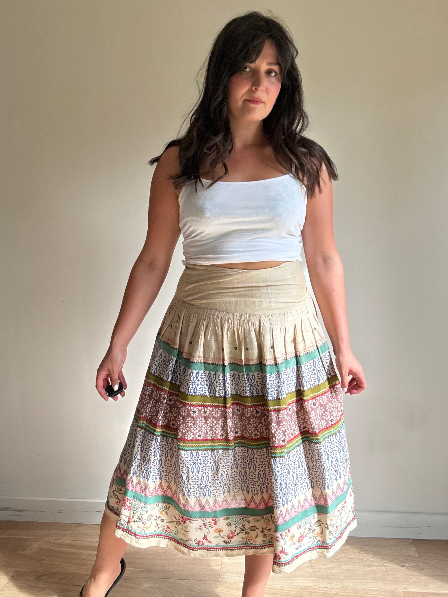 Megan Park Silk Printed Midi Skirt, M (Copy)