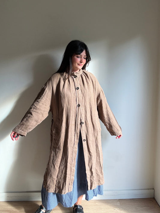 Zara Linen Button Up House Coat, M/L