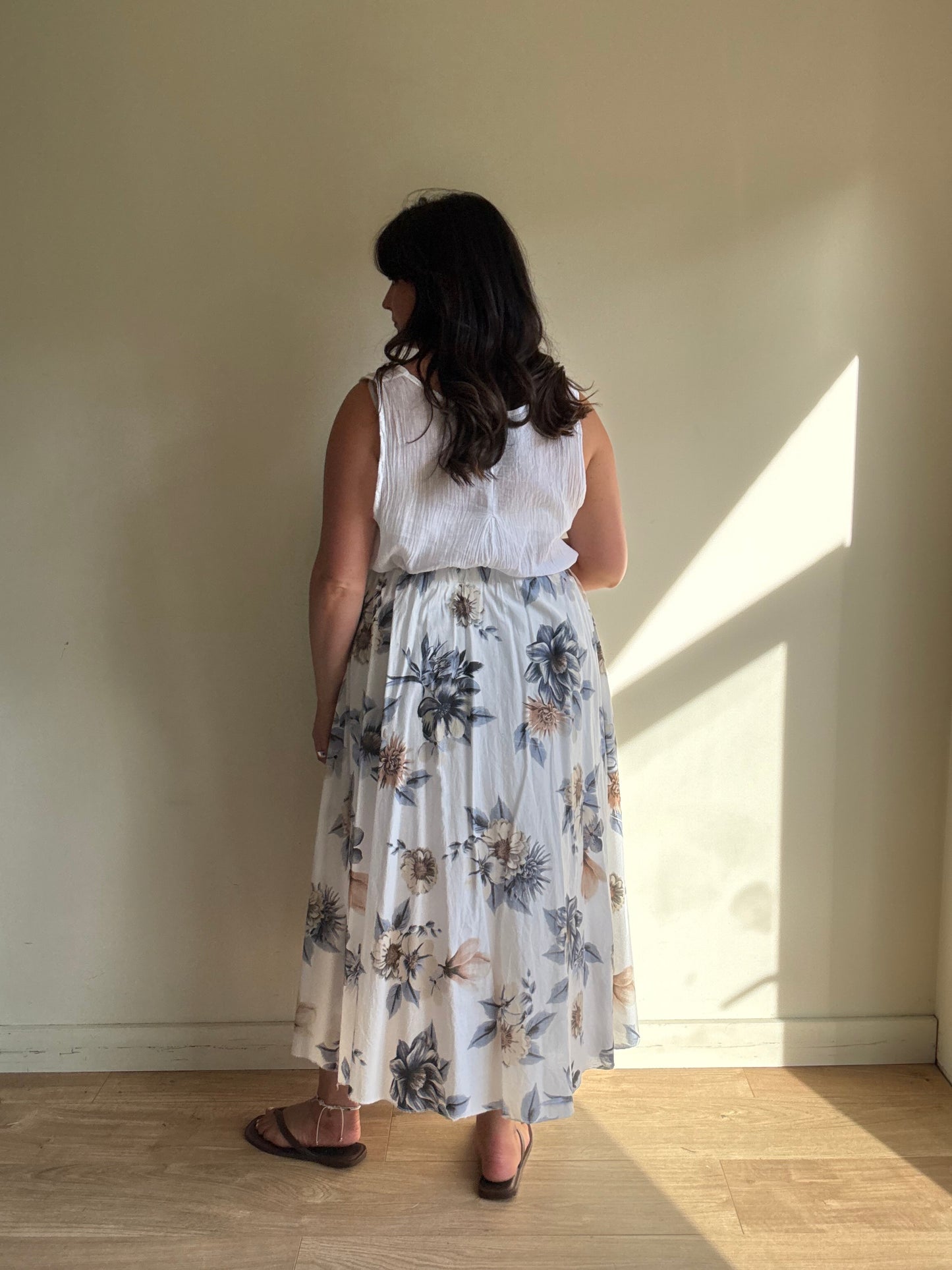 Cassolino Floral Cotton Midi Skirt, M/L