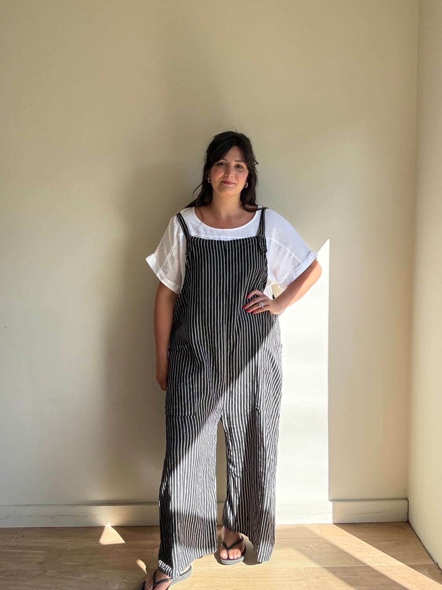 Pure Linen Stripe Dunagrees, L-XL