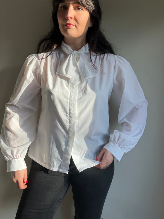 Vintage Judy Bond Tie Neck Blouse, M/L