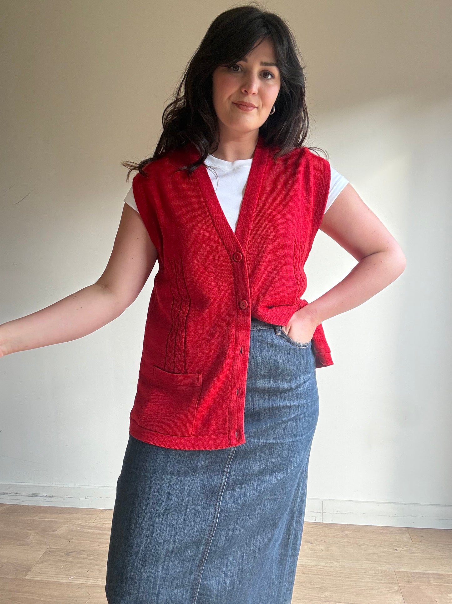Vintage Canda Wool Mix Vest Cardigan, M/L