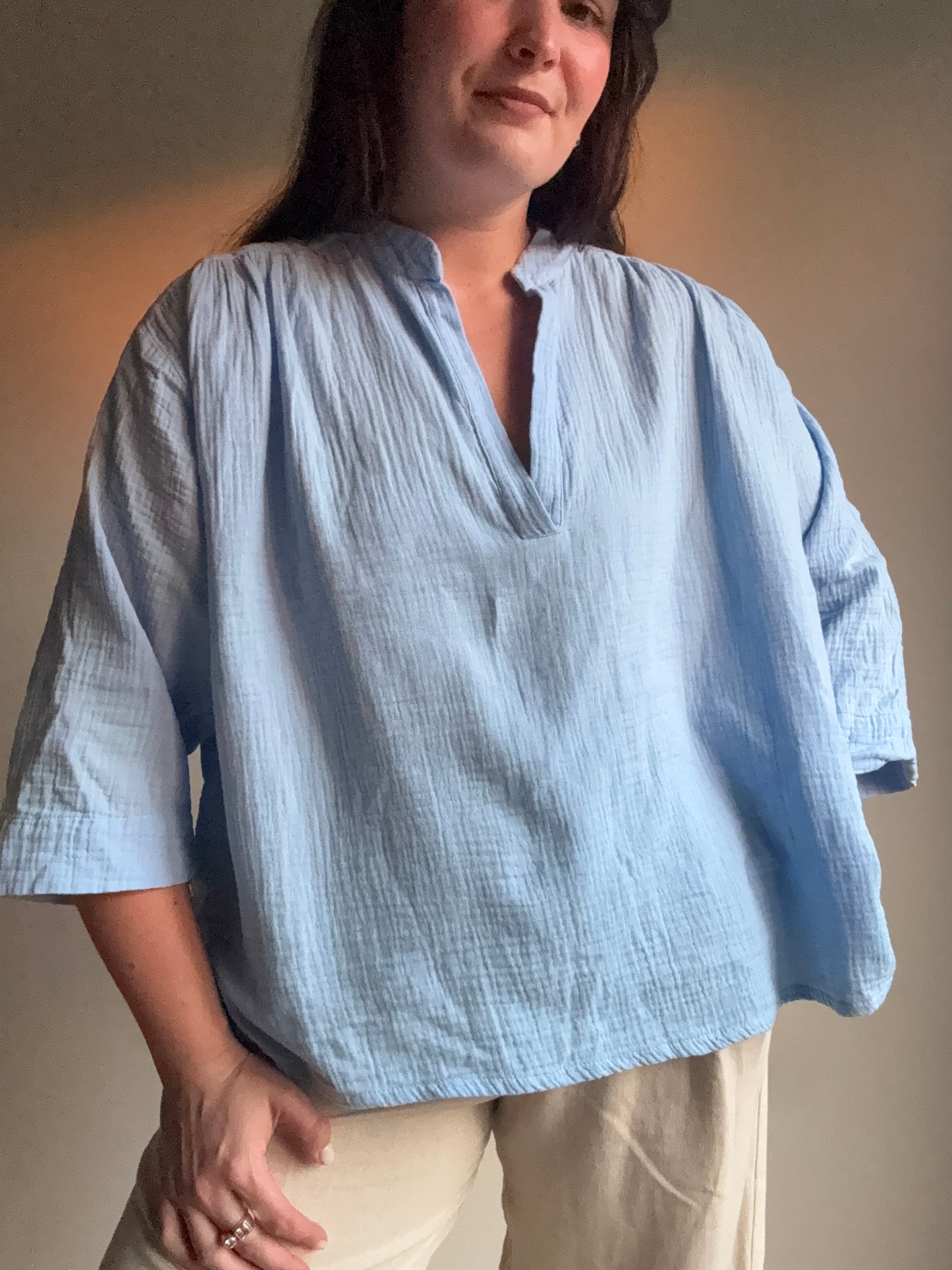 Masscob Cotton Gauze Boxy Blouse, L