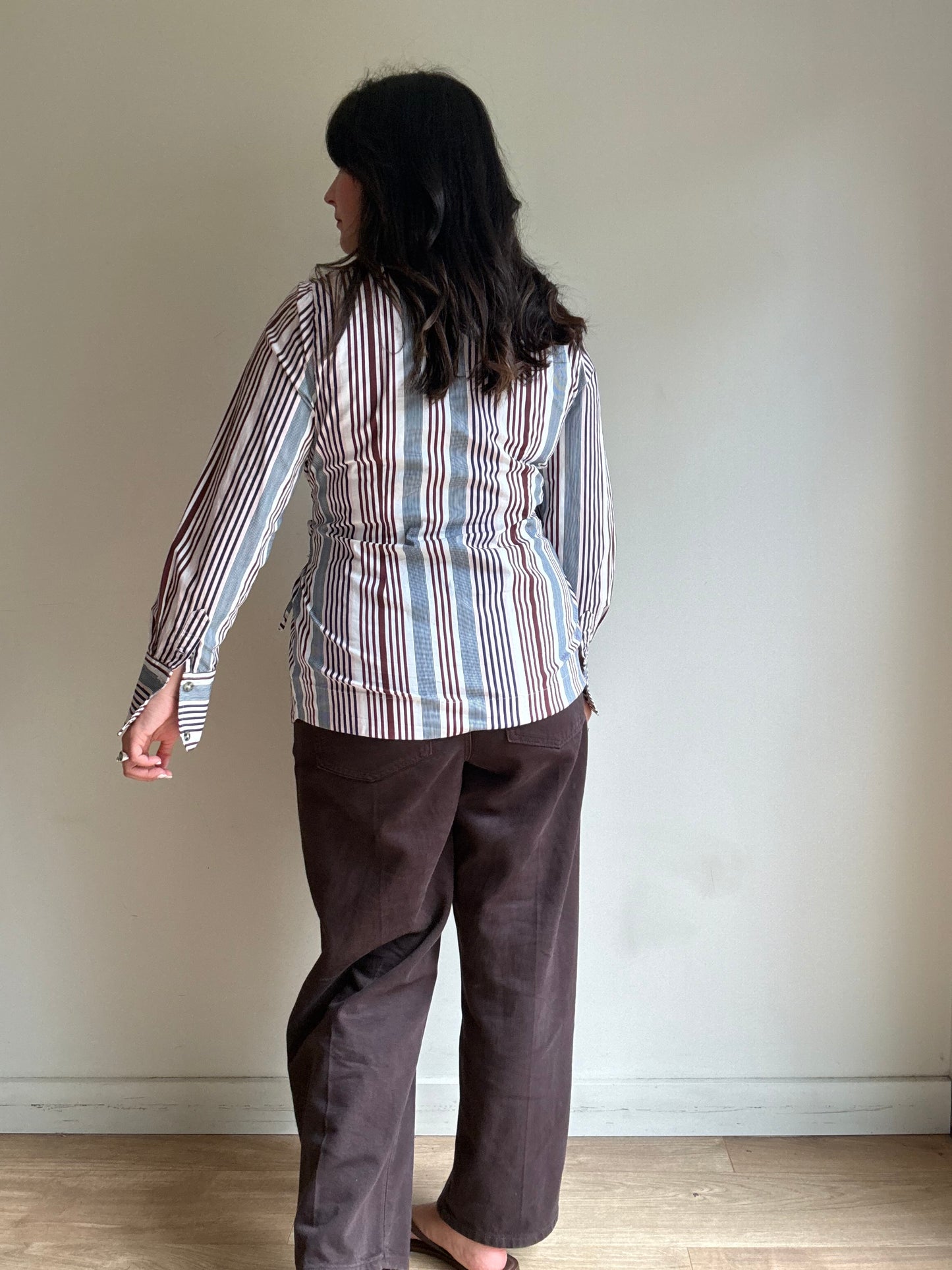 Damson Madder Stripe Lace Up Shirt, 12