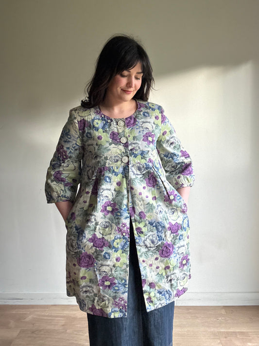 Cabbages & Roses Floral Cotton Dress Coat, 12-14