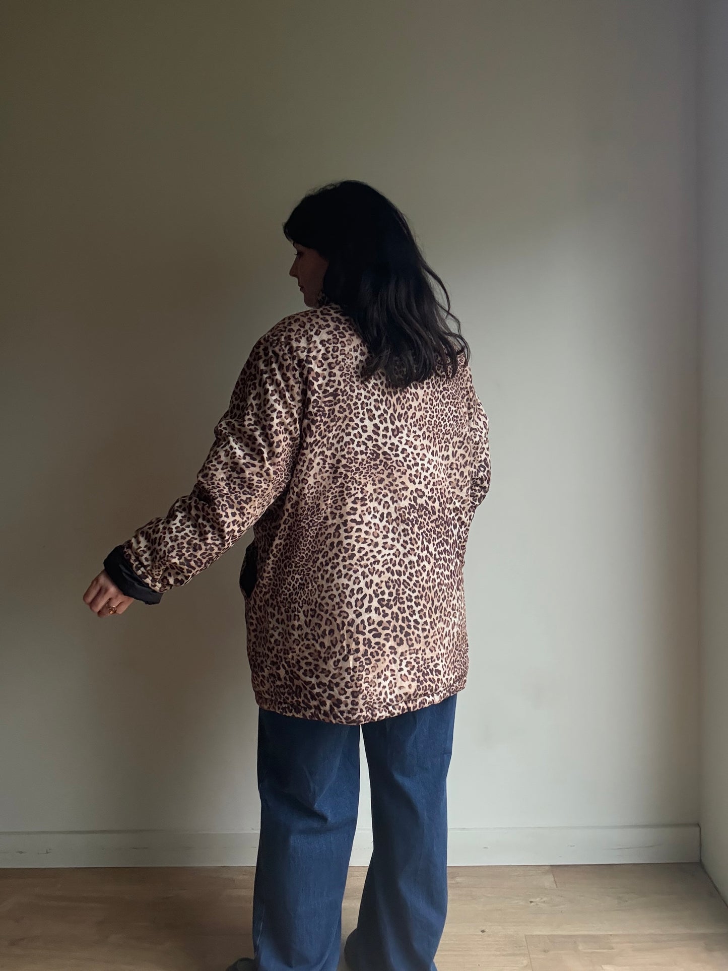 Reversible Leopard Puffer Coat, XL