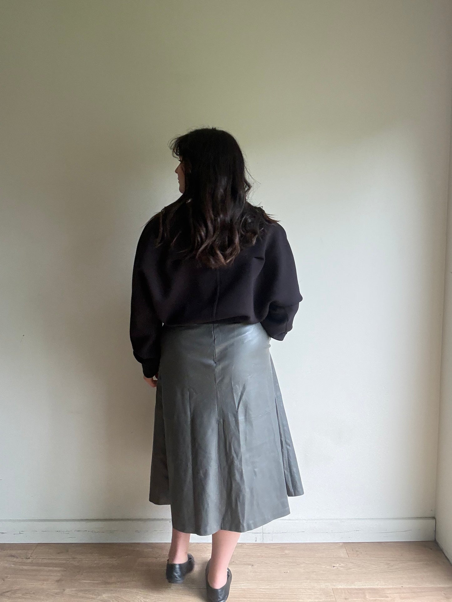 Mango Faux Leather Panel Skirt, 14