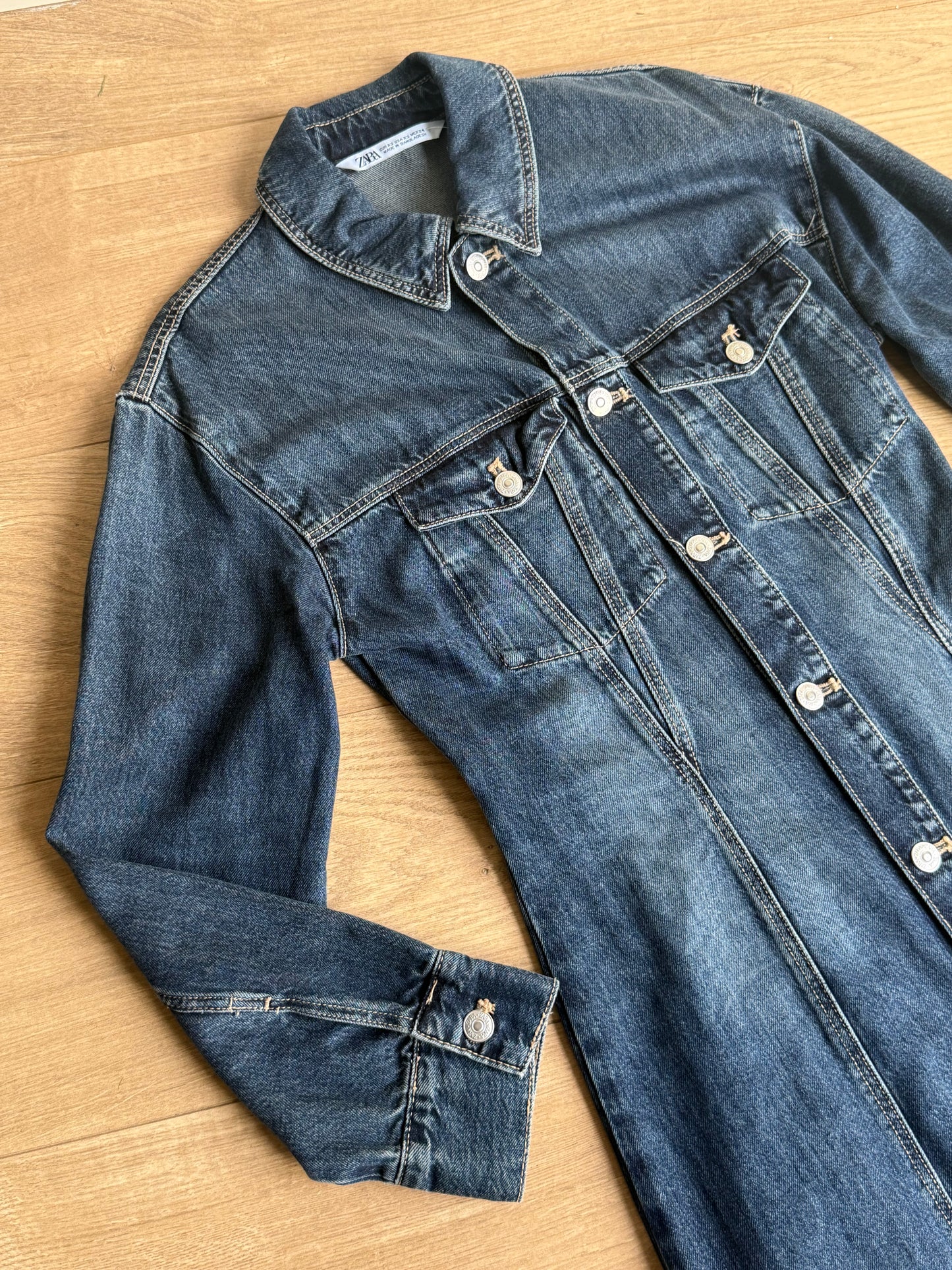 Zara Button Up Denim Maxi Dress, XS