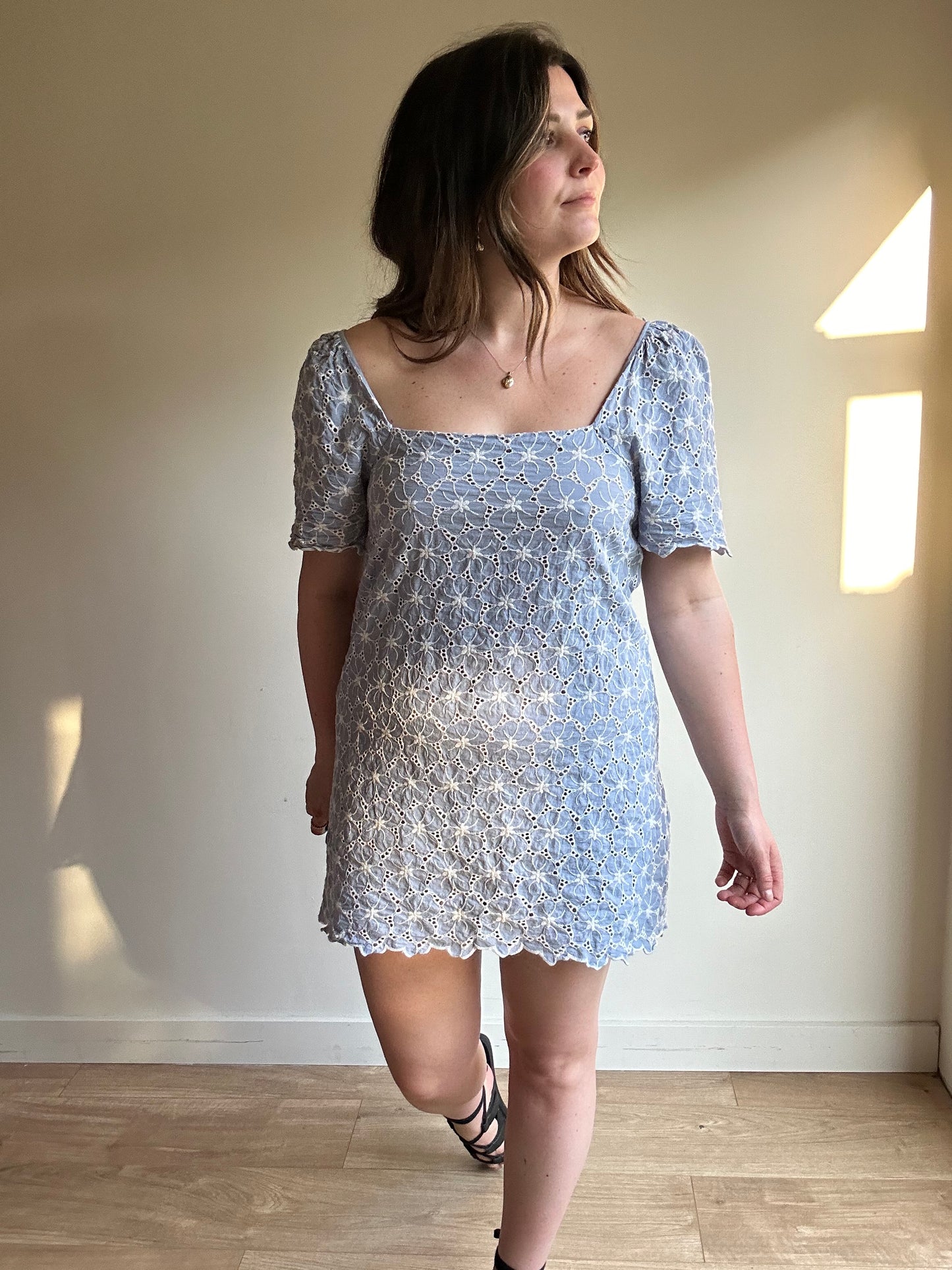 Zara Embroidered Mini Dress - Size L