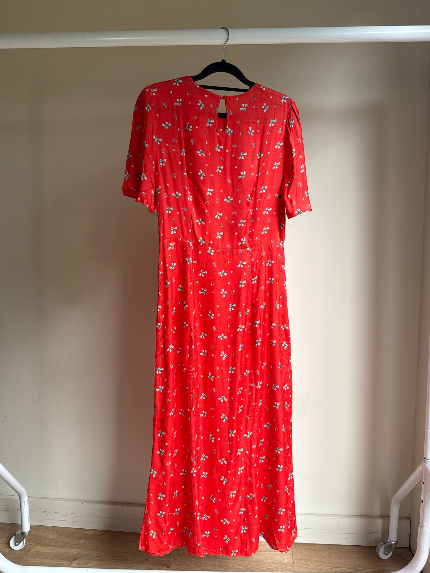 Rixo Satin Floral Midi Dress, M