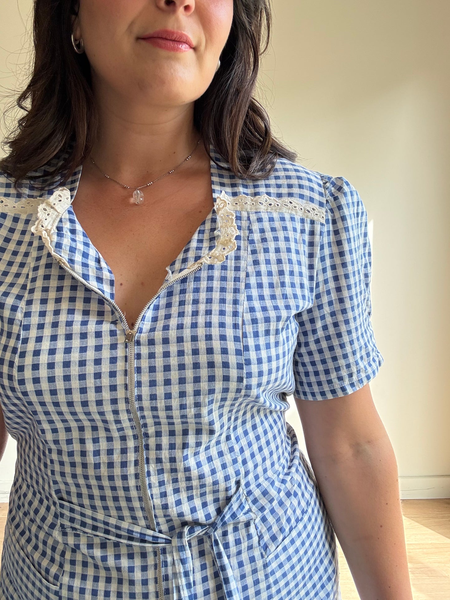 Vintage Handmade Gingham Dress, M