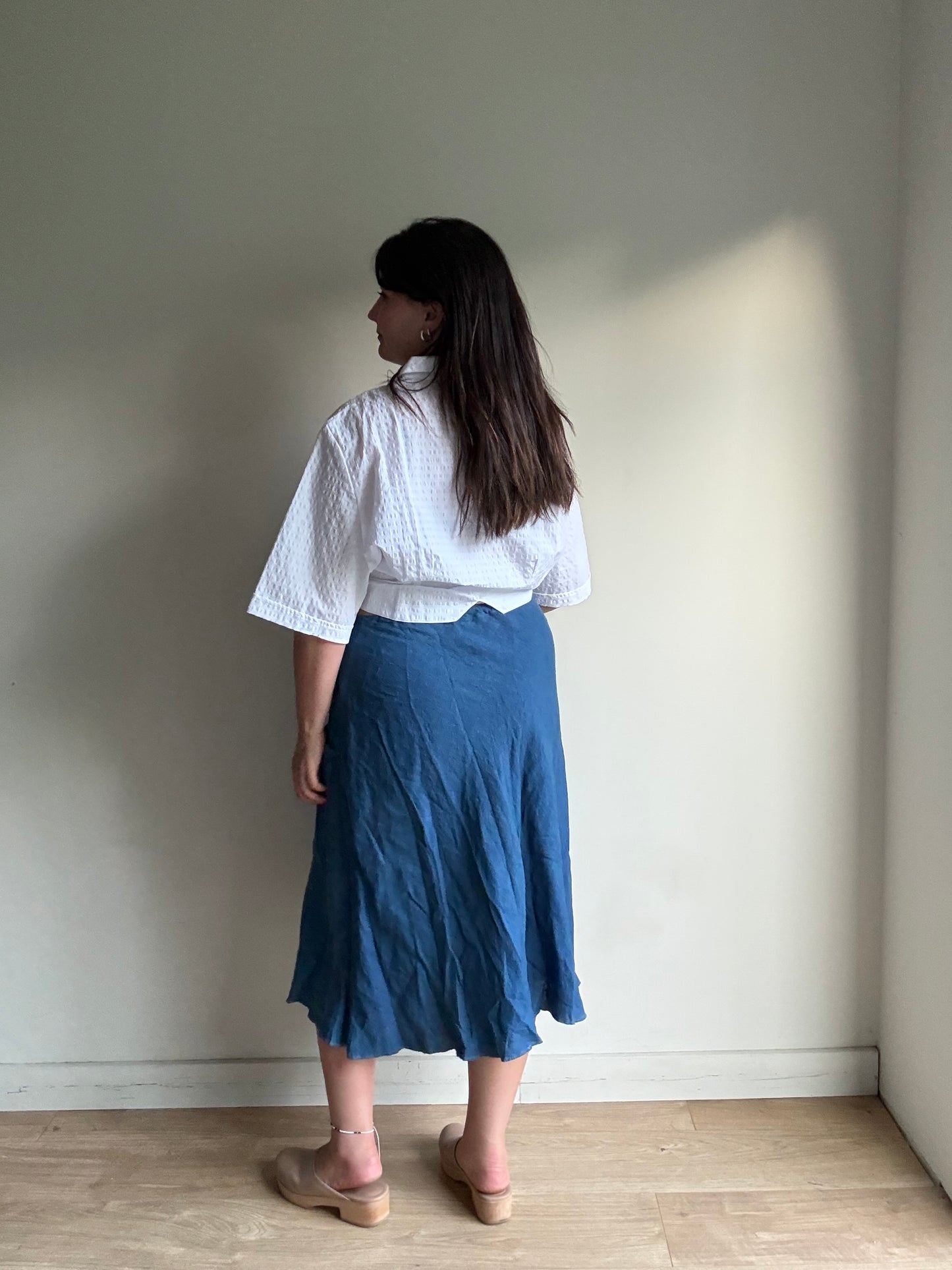 Linen Pocket Bias Cut Skirt, M/L