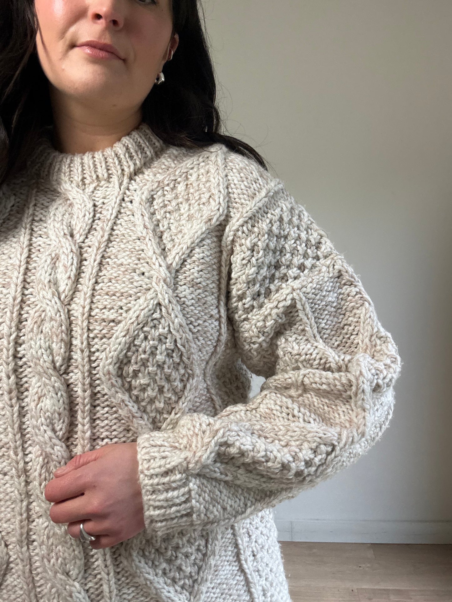 Handknit Cable Chunky Jumper, L/XL