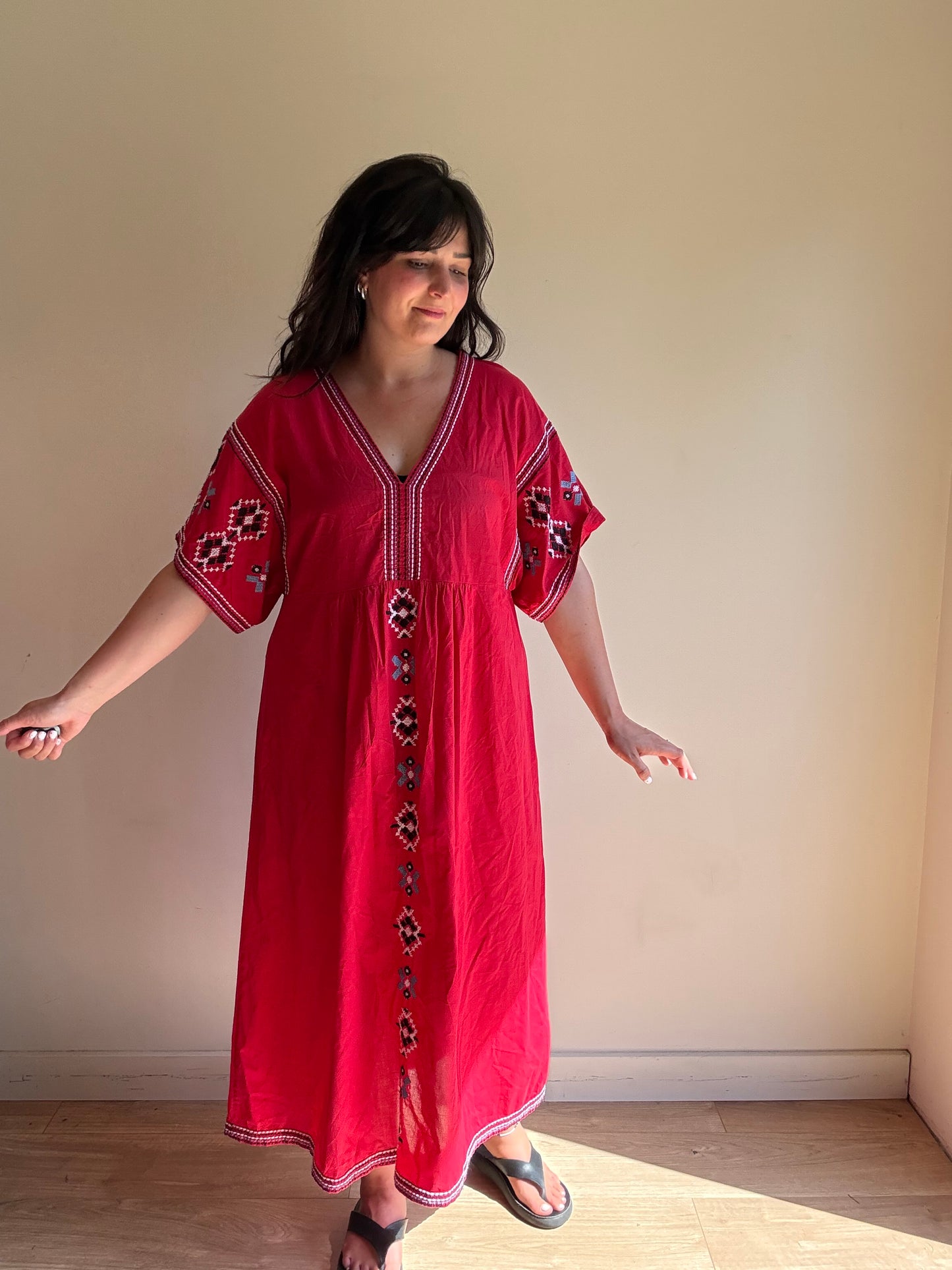 Zara Cotton Embroidered Dress, XL
