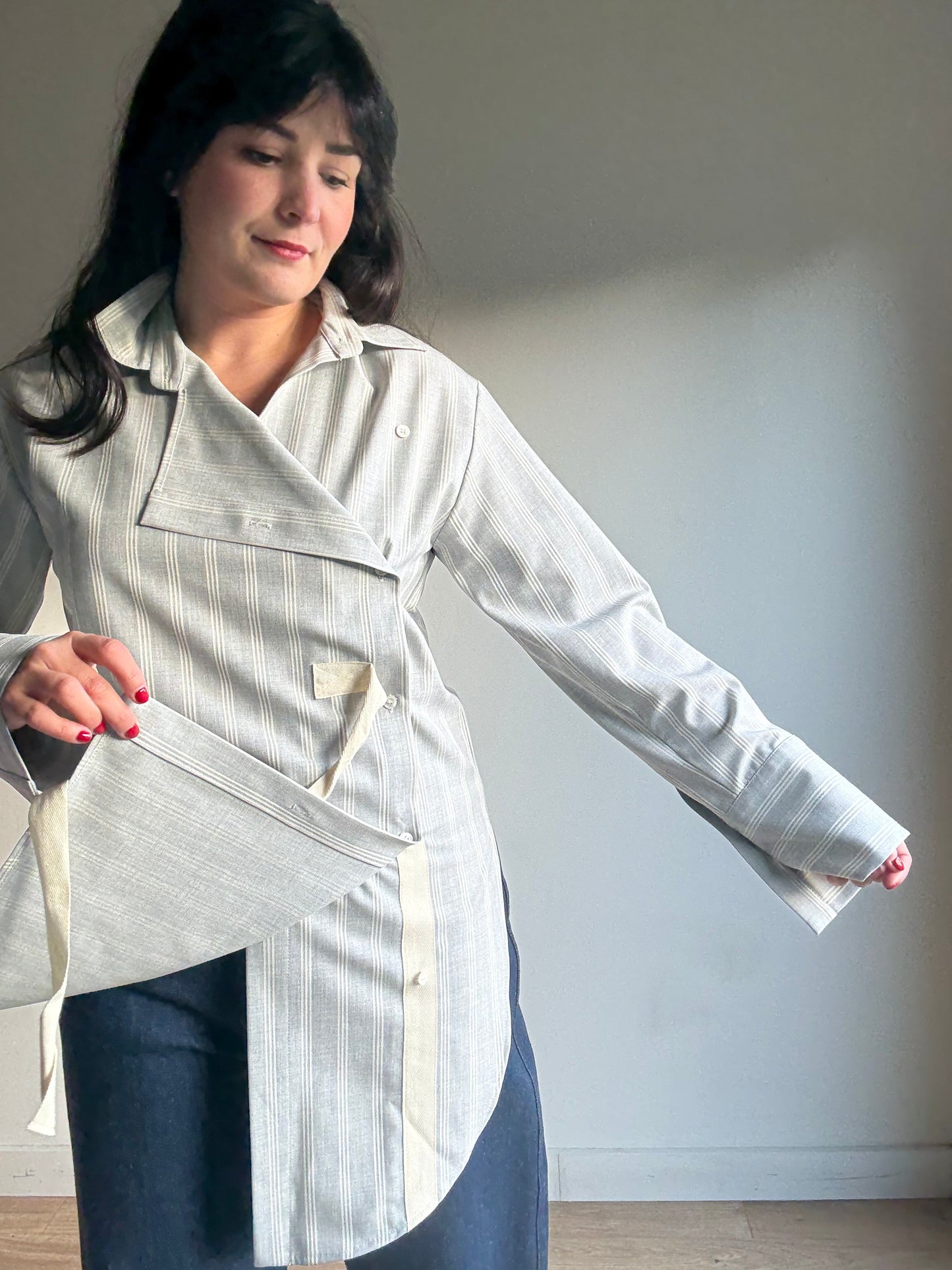 Topshop Boutique NEW Assymetric Stripe Shirt, XS-M