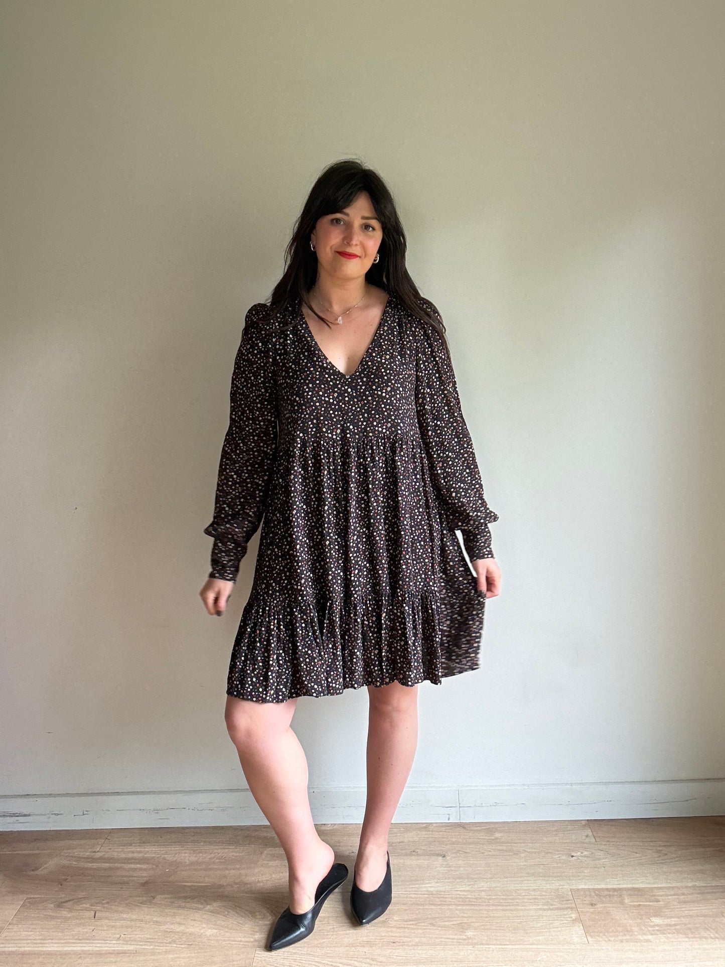 Sezane Ditsy Floral Tiered Dress, 14