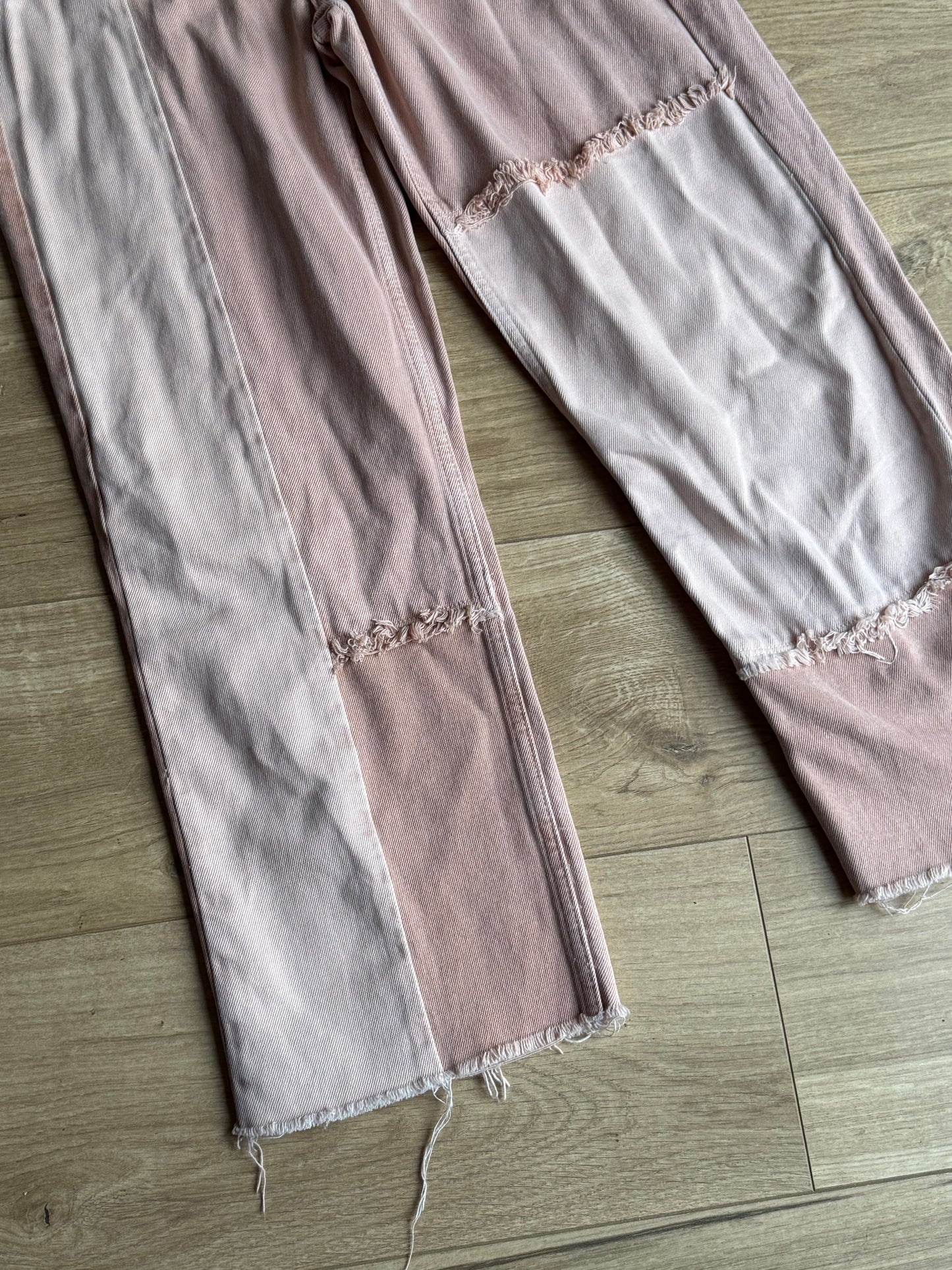 Pink Topshop Frayed Patch Barrell Leg Jeans, 28''