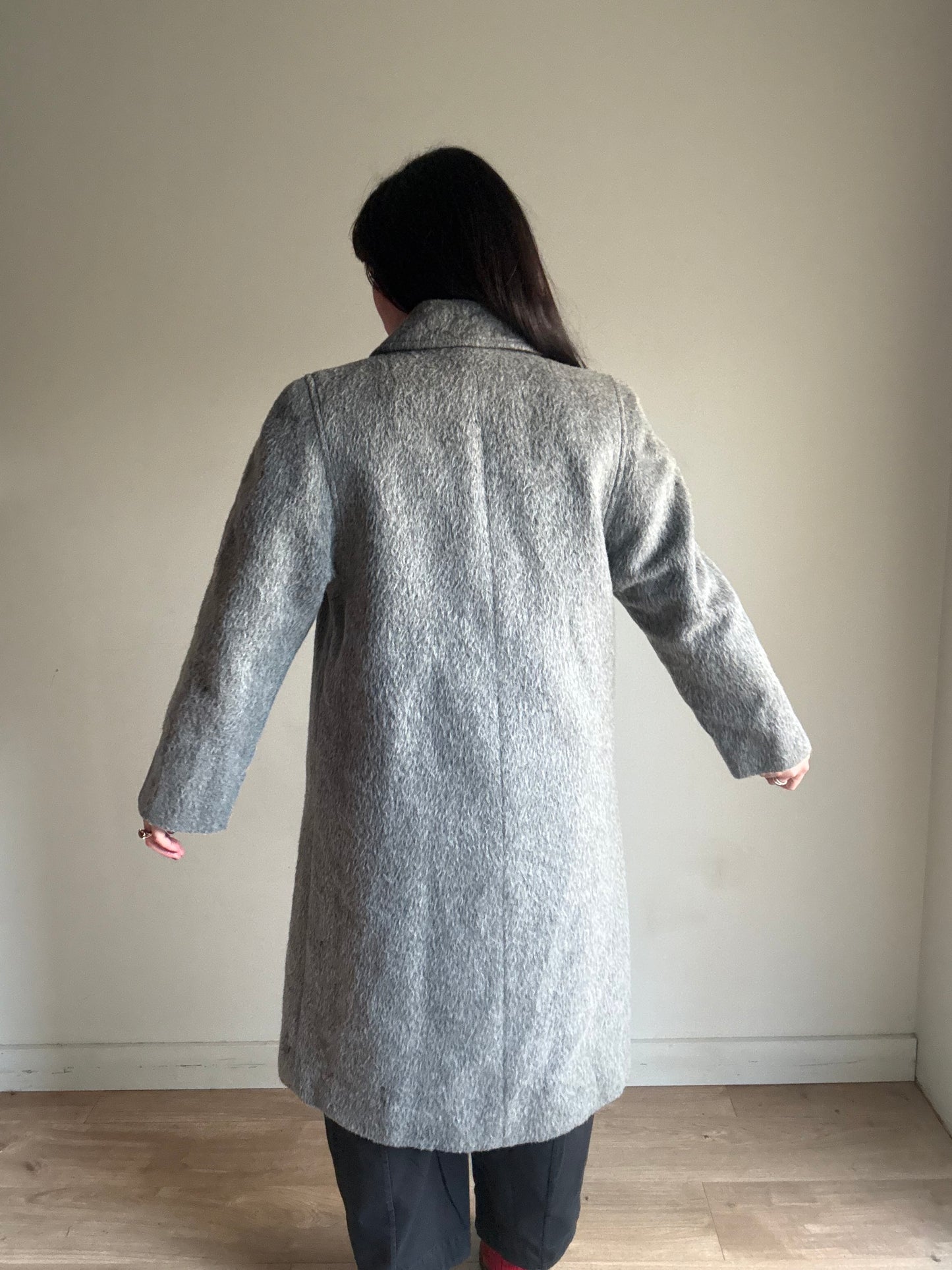 Vintage Mohair Grey Coat, Size M/L