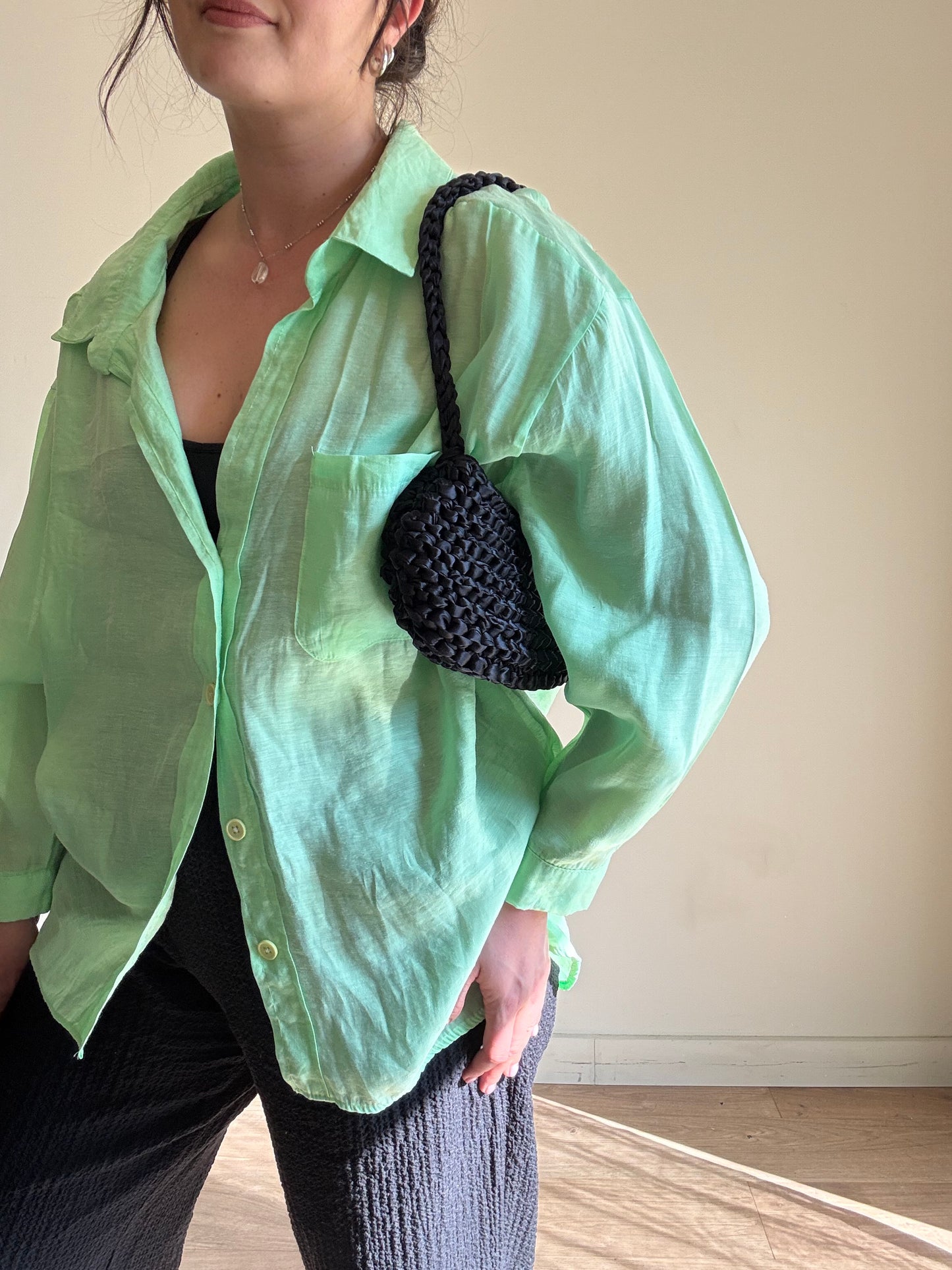 Black Handmade Woven Bag, Mini