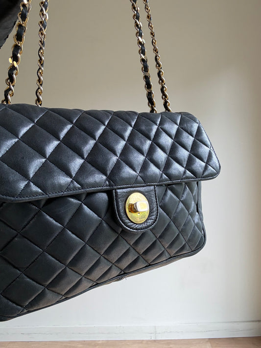 Quilted Leather Flap Chain Bag