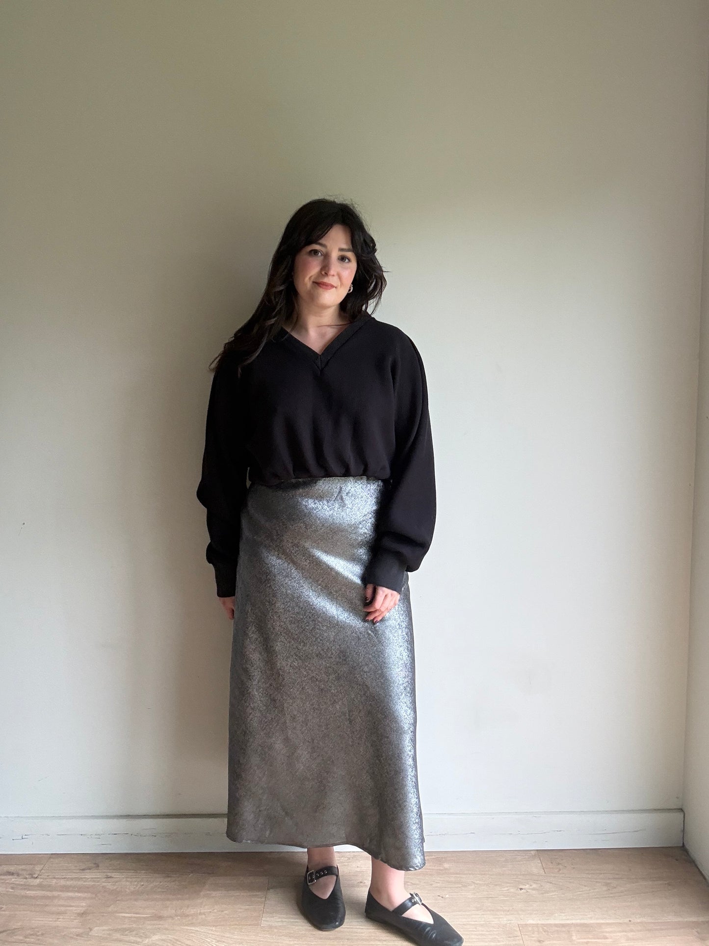Silver Y.A.S Metallic Slip Skirt, M